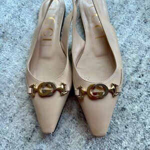 VERY LIGHTLY USED Gucci Slingback Flats -  size 39.5